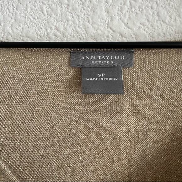 Ann Taylor Petite Merino Wool Blend Metallic Bell Sleeve V Neck Top Small Petite - Picture 2 of 5